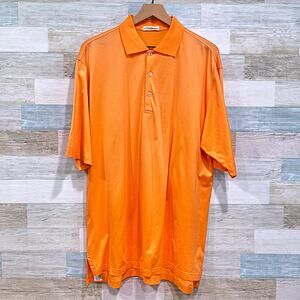 Peter Millar Luxury Polo Shirt Orange Double Mercerized Cotton Casual Mens Large